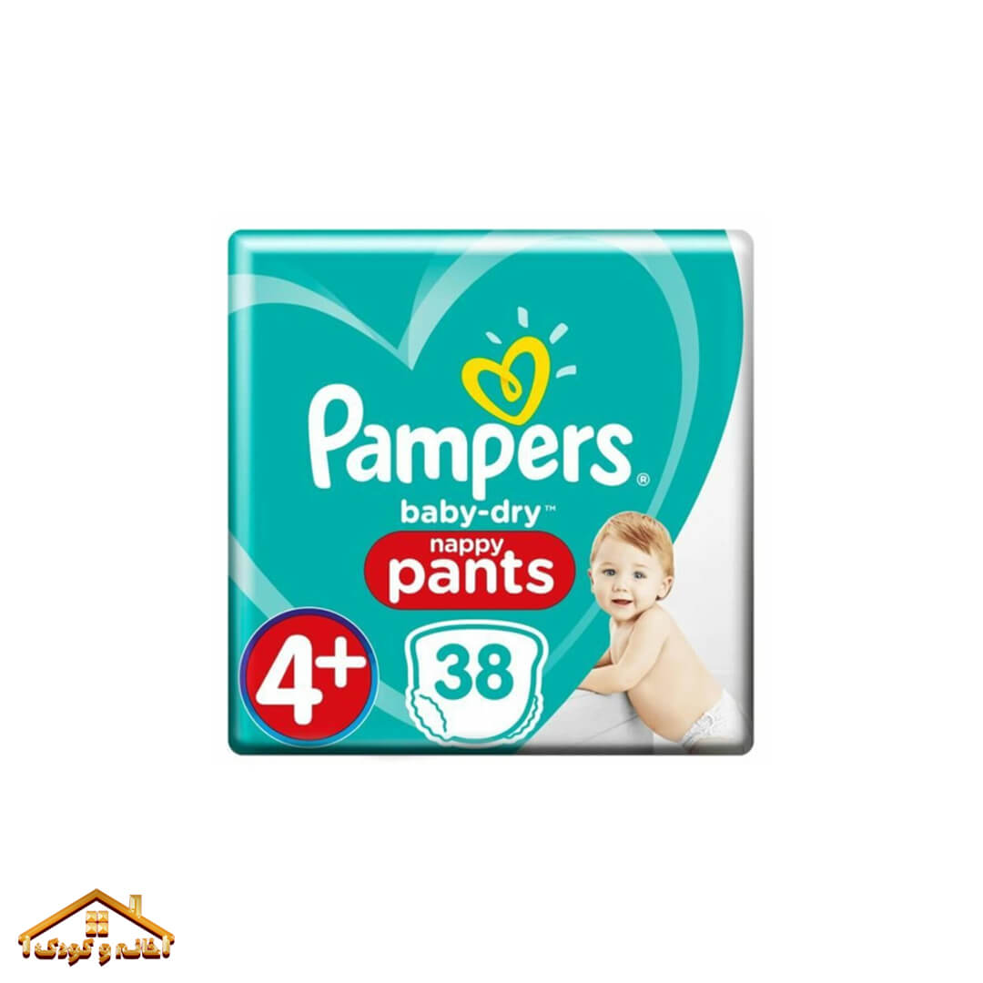 سلام پوشک پمپرز شورتی سایز 4+ 38عدد آلمان (baby dry) - Image 1