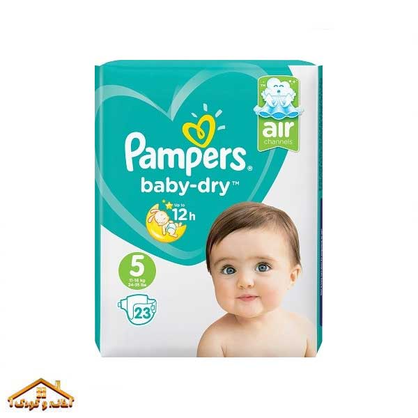 عنا پوشک پمپرز سایز 5 23عدد آلمان pampers (baby dry) - Image 1