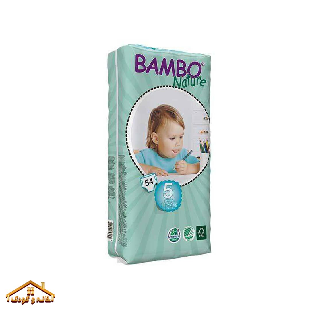 سایز-5-54 پوشک بچه چسبی سایز 5 54عددی بامبو bambo - Image 1