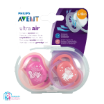پستانک اولترا ایر بسته 2 عددی 6-18ماه ultra air اونت Avent-صورتی