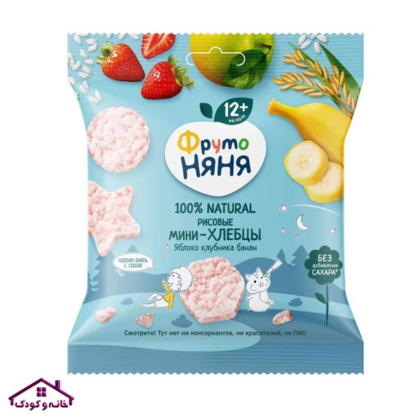 322 پفک سیب و موز و توت فرنگی 30گرمی +1سال نیان Nyanya - Image 1