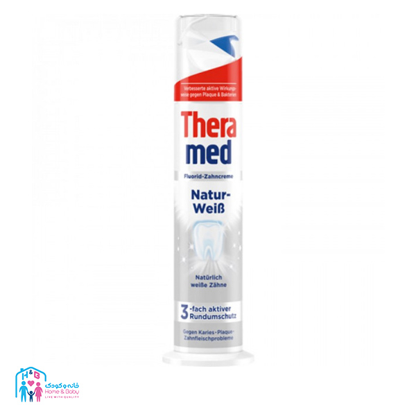 54 خمیردندان سفید کننده پمپی ترامد thera med مدلnatur weib آلمانی - Image 1