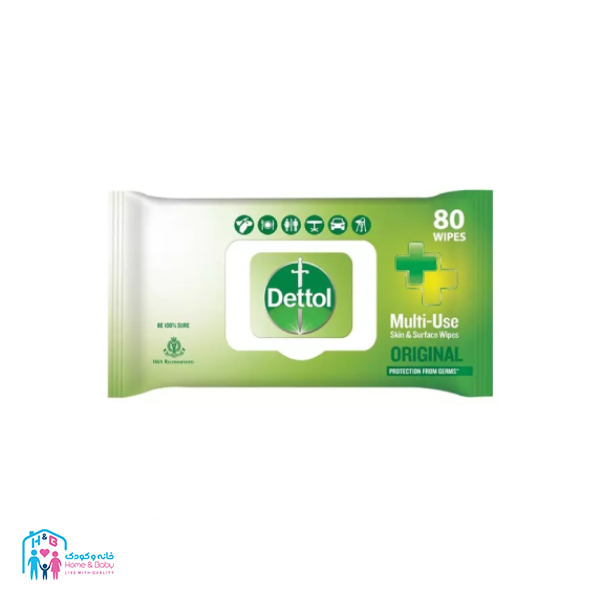 ax site (46) دستمال مرطوب انتی باکتریال 80 برگ Original دتول Dettol - Image 1